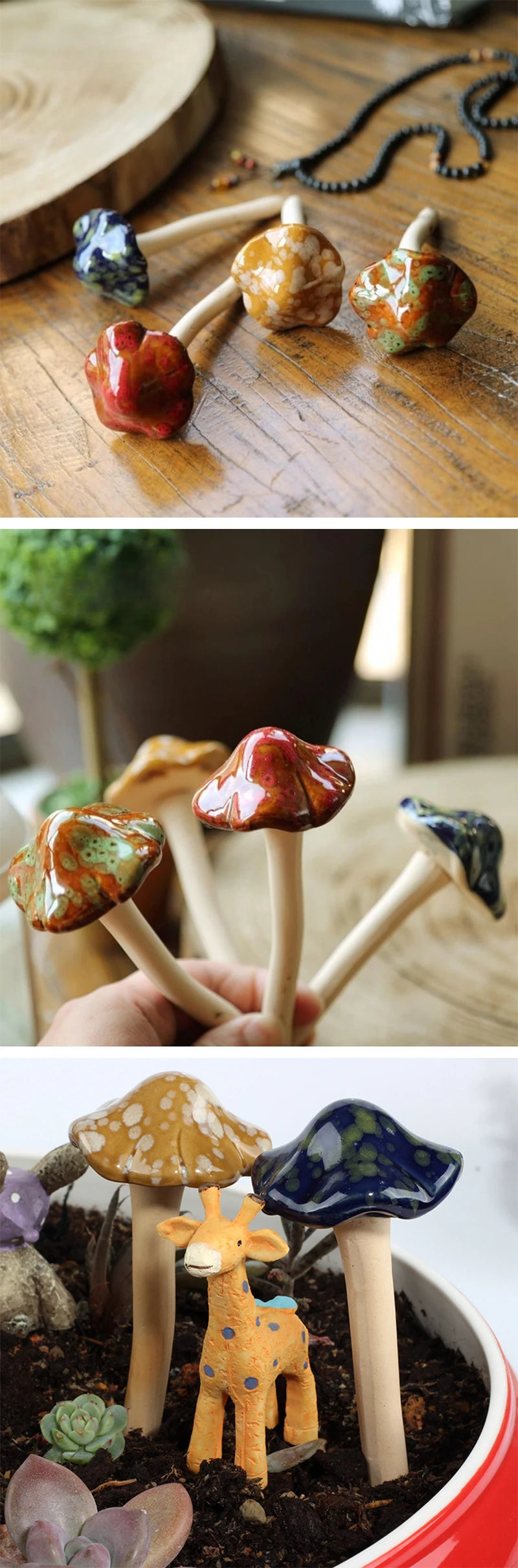 Vivid Fairy Mushroom Ceramics Home Garden Flower Pot Aquarium Decoration  Artificial Toadstool Mushroom Ornaments Outdoor Decor