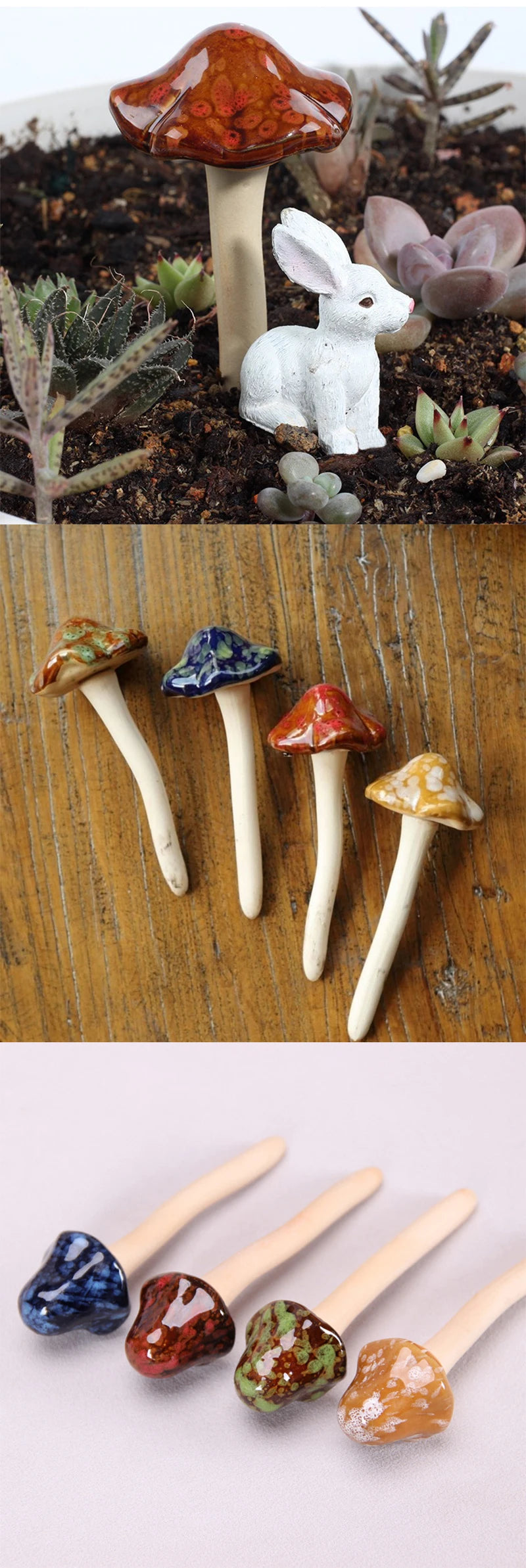 Vivid Fairy Mushroom Ceramics Home Garden Flower Pot Aquarium Decoration  Artificial Toadstool Mushroom Ornaments Outdoor Decor