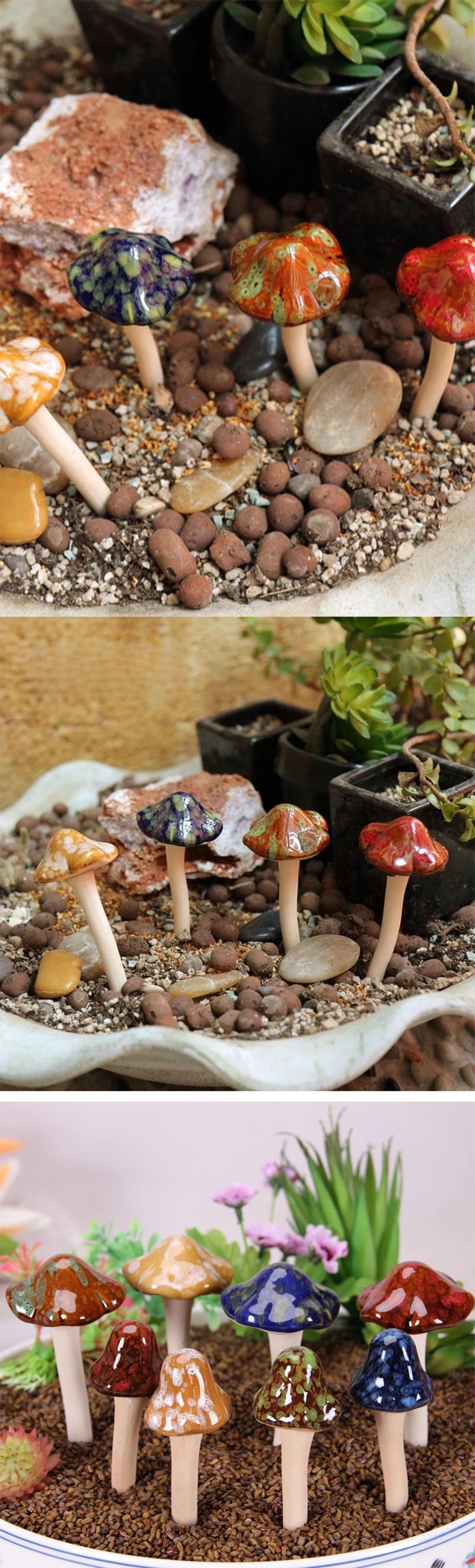 Vivid Fairy Mushroom Ceramics Home Garden Flower Pot Aquarium Decoration  Artificial Toadstool Mushroom Ornaments Outdoor Decor