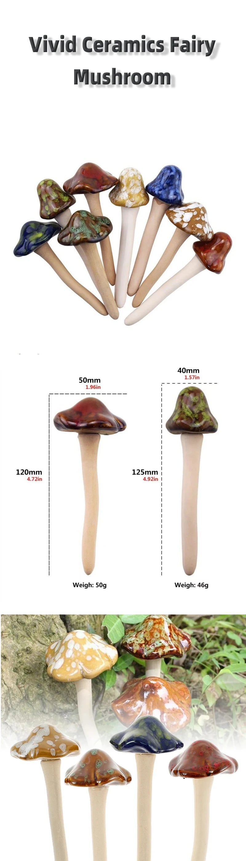 Vivid Fairy Mushroom Ceramics Home Garden Flower Pot Aquarium Decoration  Artificial Toadstool Mushroom Ornaments Outdoor Decor