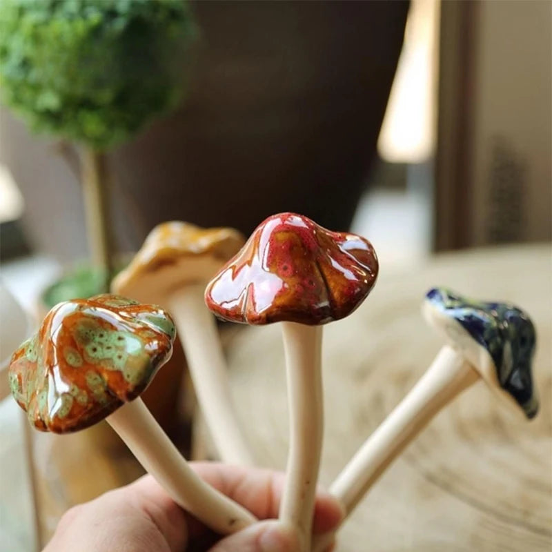 Vivid Fairy Mushroom Ceramics Home Garden Flower Pot Aquarium Decoration  Artificial Toadstool Mushroom Ornaments Outdoor Decor